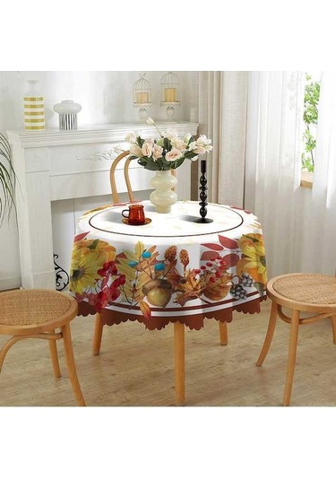 Novahub Yuvarlak Yuvarlak Yirmi Yeni Yedi Ve Su Örtüsü Noel Masa Geçirmez Dayanıklı Aşınmaya Sj Beyaz