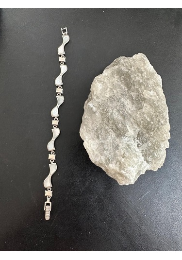 Sedef Taşlı Kadın Gümüş Bileklik 925 Ayar 11,21 Gram 17 Cm