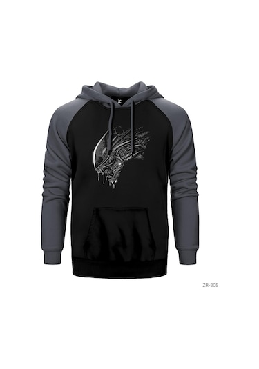Predator Gri Reglan Kol Kapşonlu Sweatshirt Gri