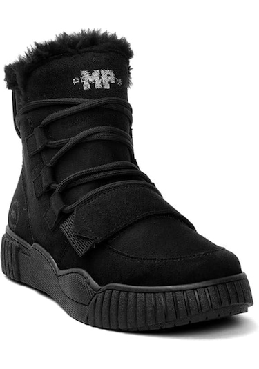 Mp 2421876 Siyah Süet Kadın Bağcıklı Spor Bot Siyah Süet