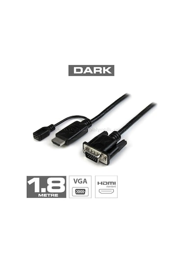 Dark Hdmi To Vga Dijital - Analog Dönüştürücü  Kablo