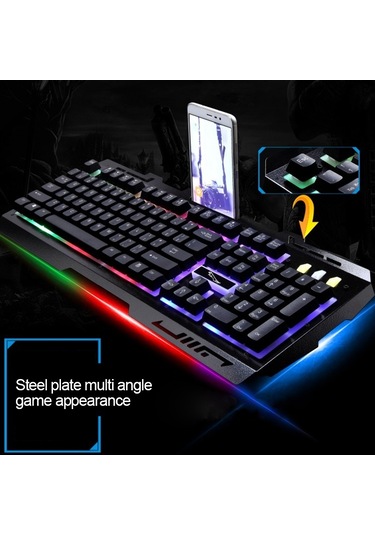 Chasing Leopard G700 Usb Rgb Arka Işıklı Kablolu Optik Oyun Fare Ve Klavye Seti, Klavye Kablolu Uzunluğu: 1.35m, Fare Kablolu Uzunluğu: 1.3m Beyaz Optik