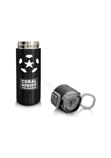 Coral High Kids Siyah Futbol Desenli Pipetli Ve Direkt İçim Çelik Termos 500 Ml 31898 Siyah - Beyaz