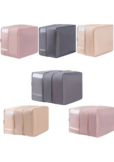 Chuangyinshop Çift Katman Gri Kendinden Sıkıştırmalı Ayaklı Katlanır Saklama Çantası Gri