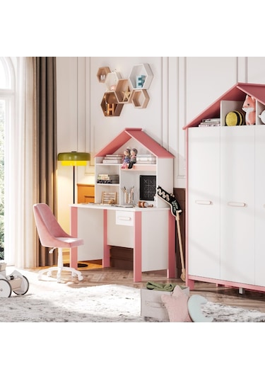 Meltem Kids Cozy Pembe Çocuk Odası Çalışma Masası Pembe