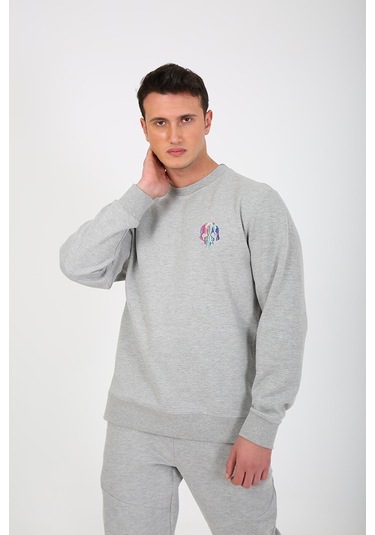 Esqudo Skull Erkek Sweatshirt Eswtp0001 Gri