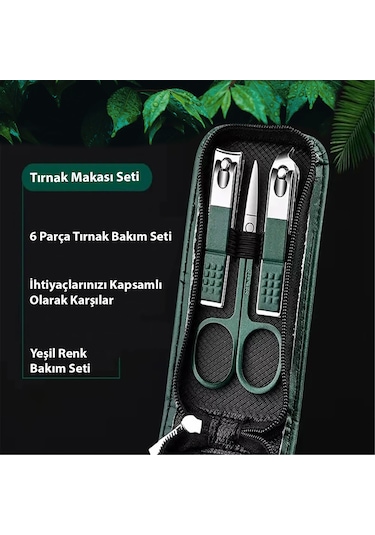 Hymark 6 Parça Deri Çantalı Manikür Pedikür Özel Tırnak Makası Seti