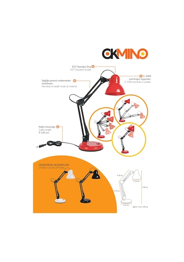 Okmino Akrobat Masa Lambası Siyah