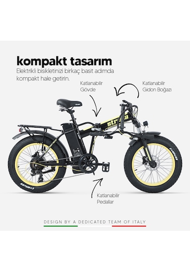 Strada Cycles E-bro HD Fat Bike Katlanabilir 20 Jant Elektrikli Bisiklet
