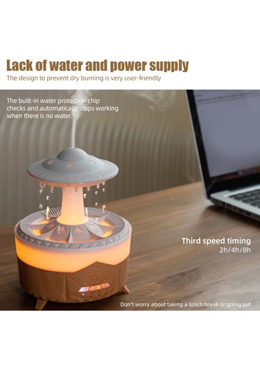 Hangfox Beyaz Ufo Stili Ev Odası Nemlendirici: 350ml, 7 Renk Işık, Uyku Modu, Yağ Ekleme, 2-4-8 Saat Zamanlayıcı, Su Yokken Otomatik Kapatma, Kumandalı, 220v Avrupa Standartı