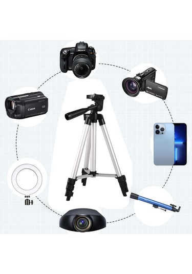 Teltree Alüminyum Tripod Kamera Ve Telefon İçin Yüksek Ayarlanabilir, 360 Döner, Sabit Ve Hafif Fotoğraf/videolar İçin Tutucu