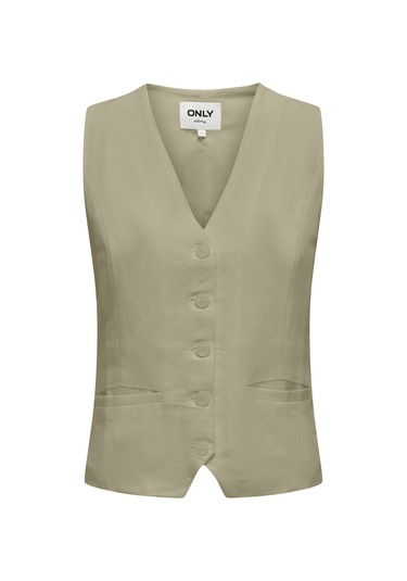 Only Onlwındy Lıfe S/l Lınen B Yeşil Kadın Yelek 000000000102263181 Yeşil