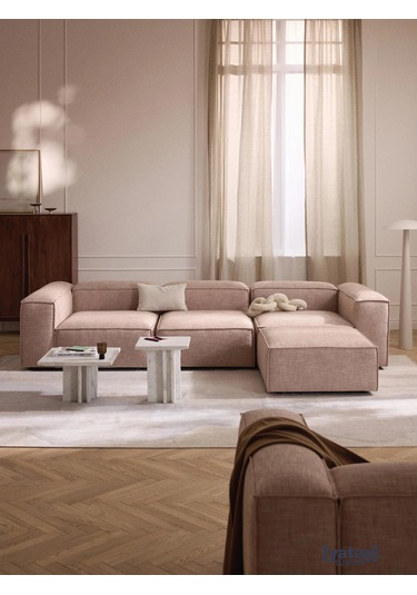 Most Mollis 4 Modül Köşe Koltuk 09 Bej Keten Kumaş Yataş Sünger