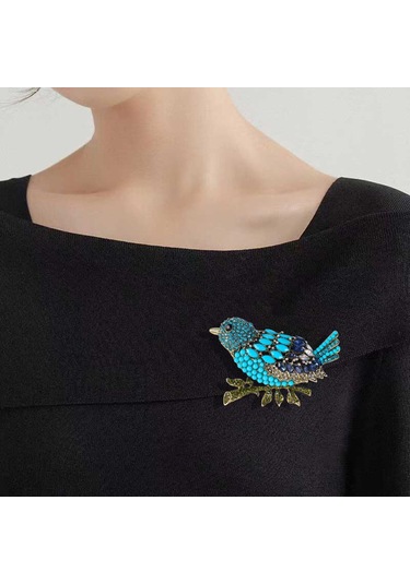 Homyl Düğün Giyim Bayanlar Için Rhinestone Broşlar Dekoratif Mavi