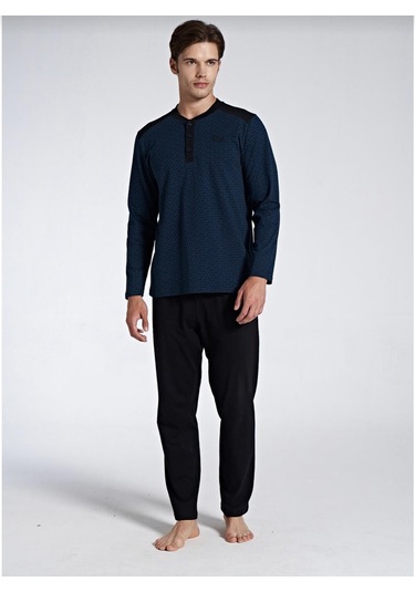 Pijadore Erkek Siyah Viskon Uzun Kollu Pijama Takımı 1747 Siyah