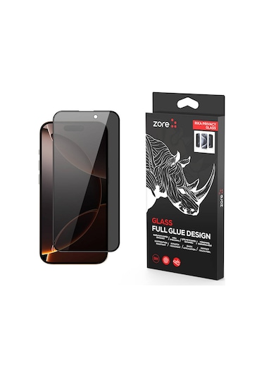 Butam Bilişim İphone Uyumlu 16 Pro Rika Premium Privacy Temperli Cam Ekran Koruyucu