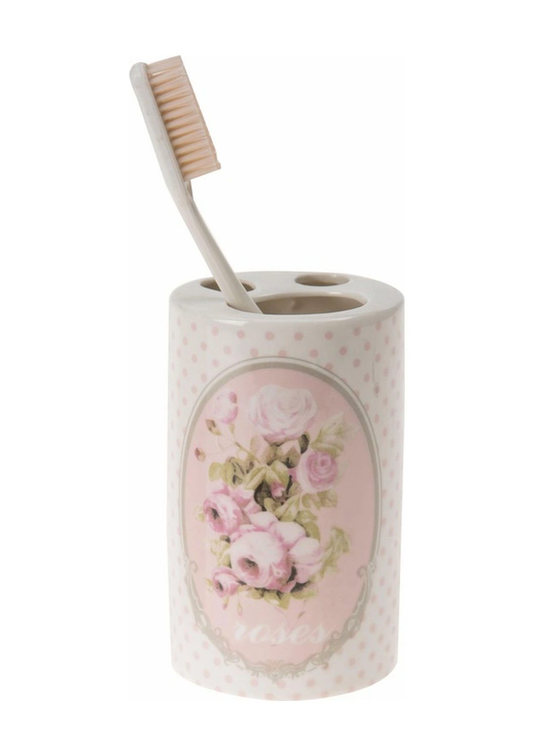 2 Adet Seramik Diş Fırçalık Bahar Desenli 7x7x11cm Banyo Seti Çok Renkli