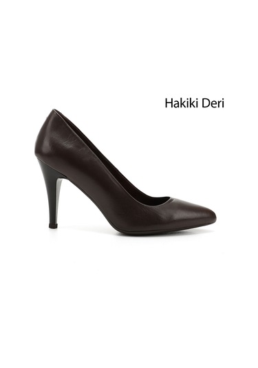 Gönderi R Kahve Antik Sivri Burun İnce Topuklu Hakiki Deri Stiletto Kahverengi
