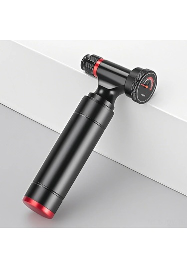 Youmex Bisiklet Co2 Şişirici - Presta/schrader Valfler İçin, Basınç Ölçerli, Hızlı Şişirme, Portatif Alüminyum Siyah, Gaz Silindiri Yok