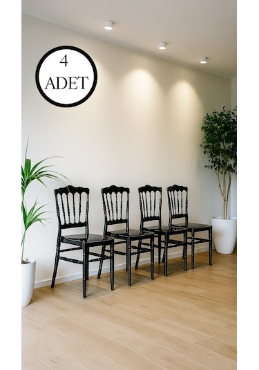4 Adet Miray Siyah Sandalye / Balkon-bahçe-mutfak Siyah