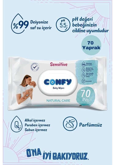 Confy Premium Sensitive Islak Mendil 12 x 70 Adet 840 Yaprak