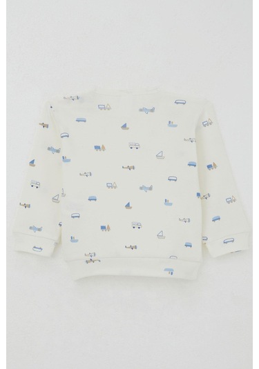 Breeze Erkek Bebek Pijama Takımı Omuzdan Patlı Mini Taşıtlar Dünyası 4 Ay-1 Yaş, Ekru Ekru