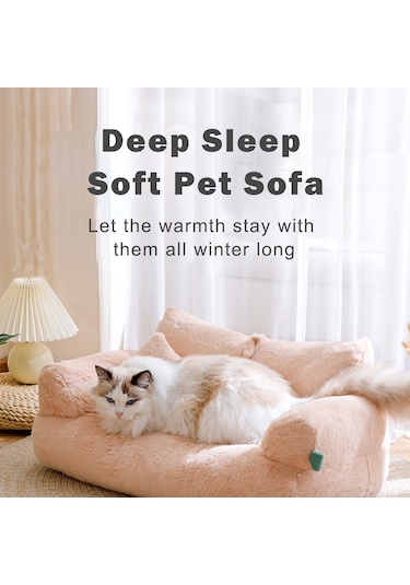 Geeksen Kedi Yatağı Ultra Yumuşak Peluş Malzeme Köpek Kedi Yatakları Kapalı