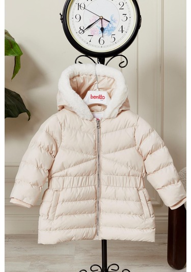 Benitto Kids Kız Bebek Kapüşonlu Kışlık Mont 51333 Bej
