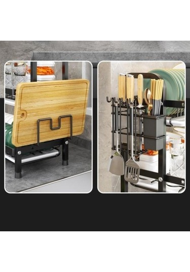 Pazly Paslanmaz Çelik Bulaşık Drenaj Rafı, Chooplastik Kesme Yay Tutucu, 3-4 Kişilik Aile, 42x23.2x41cm Diğer