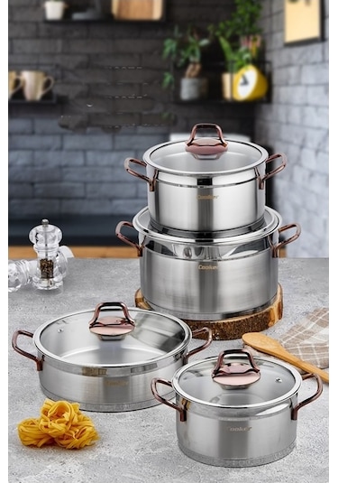 Cooker CKR2875 Çelik Tencere Seti 8 Parça