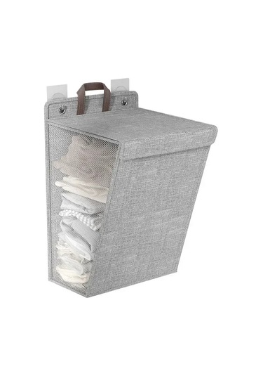 Kosona Duvar Takılı Çamaşır Sepeti - Banyo Ve Ev İçin Kullanıma Uygun, Katlanabilir Tasarım, Orta Boy Bej Renk Diğer