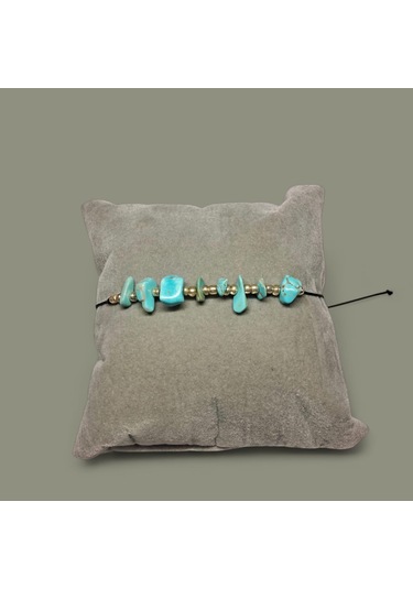 Doğal Taş Bileklik Turkuaz Taşı Bileklik Ayarlanabilir İpli Turquoıse Taş Kristalize Kırık Taş Şifalı Bileklik Mavi