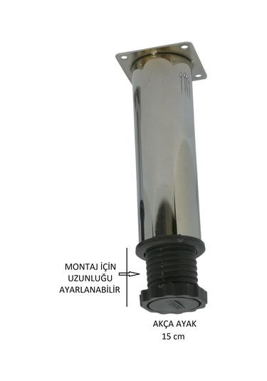 Akça Ayak, Baza, Yatak, Koltuk, Kanepe, Masa, Puf, Sehpa Tv Ünitesi Ayarlanabilir Metal Ayak 15 Cm Krom