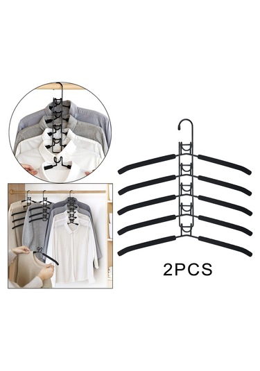 Homyl 5'i 1 Arada Çok Katmanlı Kanca Metal Elbise Askıları Siyah