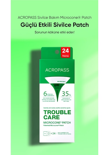Yağ Bezesi Ve Akneler İçin Mikro İğneli Bant Trouble Care Microcone Patch 24 Lü