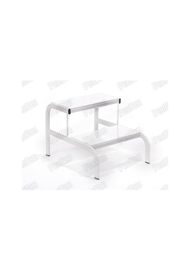 Eskabo Oval Metal Gövdeli İki Basamaklı Merdiven-beyaz Labortech-4204