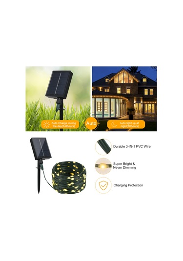 Yifomall 200 Led Güneş Enerjili Işık Süsü, Ip67 Su Geçirmez, 1200mah Batarya, Uzaktan Kumandalı, 8 Işık Modu, 20 Metre, Isı Beyazı