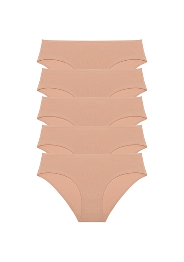 Ten Kadın Külot Yüksek Bel Bikini 5 Li Paket Pamuklu Likralı Ten