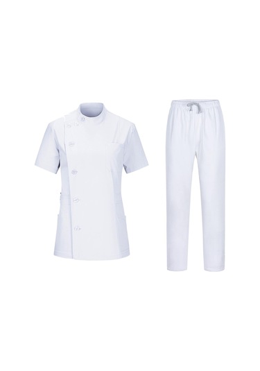 Suntek Hemşire Üniformaları Evcil Hayvan Bakımı Beyaz-s