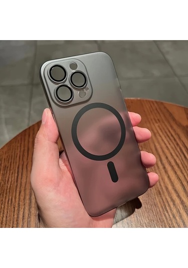 Fochsia iPhone Uyumlu 14 Pro İçin Mat Manyetik Şeffaf Kasa Pc Sert Kapak Kablosuz Şarj