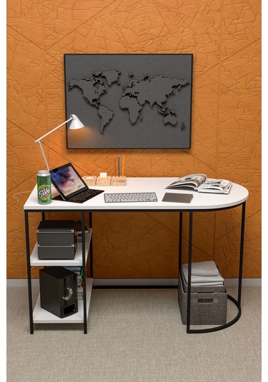 Çalışma Masası 125 Cm Bilgisayar Masası Çok Amaçlı Makyaj Masası Ofis Masası Yemek Masası Beyaz Beyaz