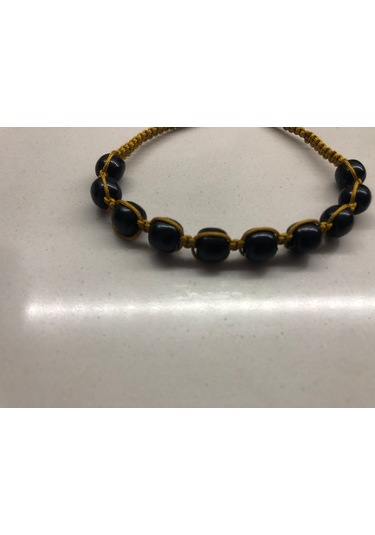 Siyah Boncuklu Bijuteri Bileklik Altın