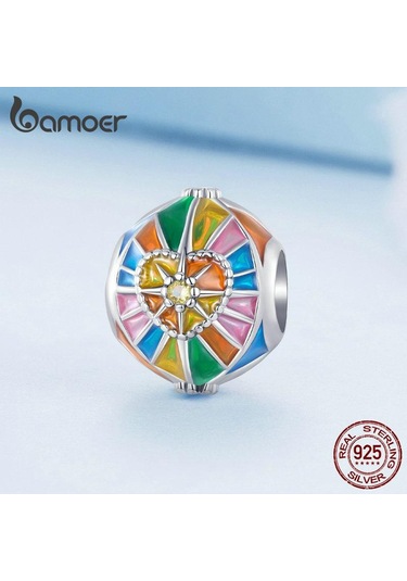 Bamoer 925 Ayar Gümüş Renkli Emaye Güneş Tarot Takılar Boncuk Kadınlar İçin Bileklik Ve Bilezik Dıy Güzel Takı Gümüş