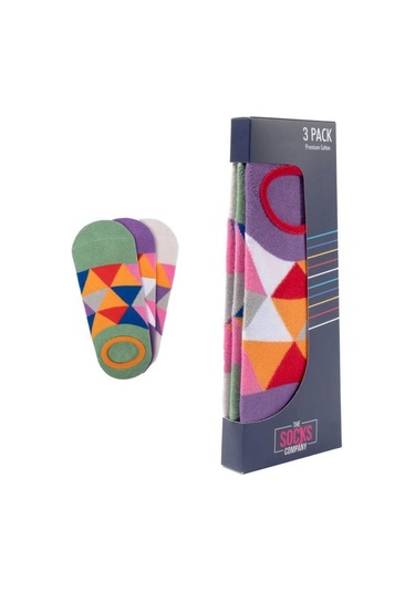 The Socks Company 164p 3 Çift Desenli Kadın Görünmez Çorap Çok Renkli