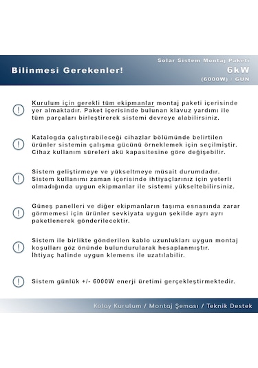 Matech 6 KW Solar Paket Sistem 6000W/gün