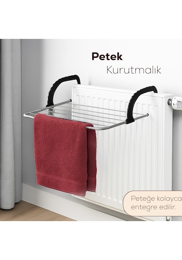 Porsima Isıya Dayanıklı Petek Üstü Kurutmalık - Balkon Çamaşır Kurutma Askısı Gri