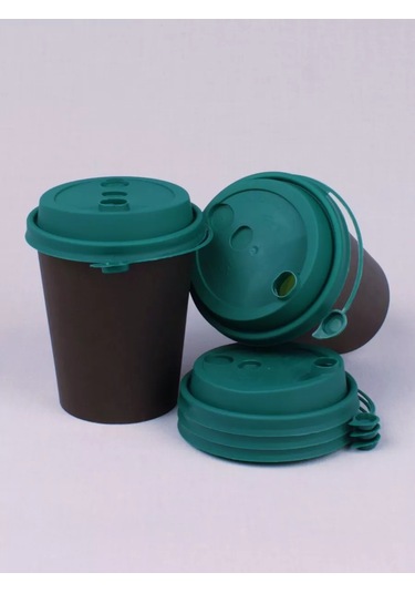 Softhomecraft Bardaklar İçin Kapak 80 Mm 50 Adet, Yeşil, Valfli 172436869 100 adet