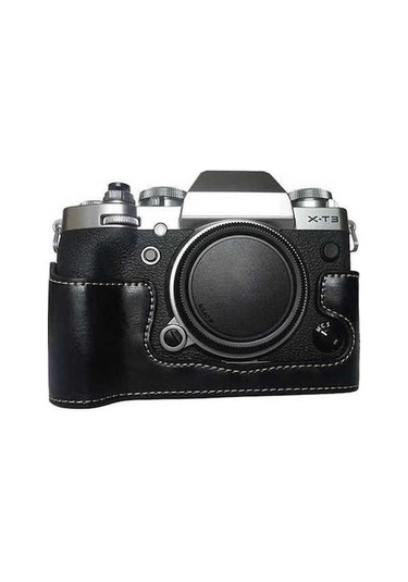 Pazly Fujifilm X-t3 Dijital Kamera Siyah Pu Deri Alt Kasa, Pil Açmalı Yarım Kapak
