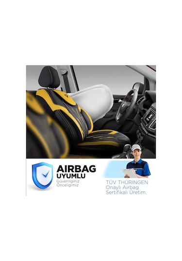 Panda Pars Serisi Deri Oto Koltuk Kılıfı - Sarı