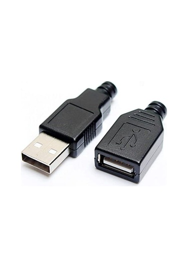 5 Adet Plastik Kapaklı Usb A Tipi Erkek Soket 5 Adet Usb Dişi